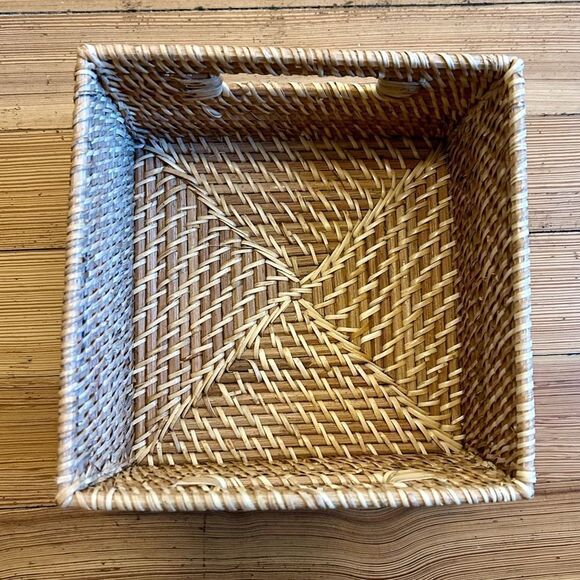 Container Store Rattan Cube with Handles Natural. - Picture 1 of 8
